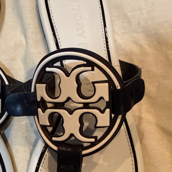 Tory Burch Black and Cream Miller Sandal - Picture 2 of 6